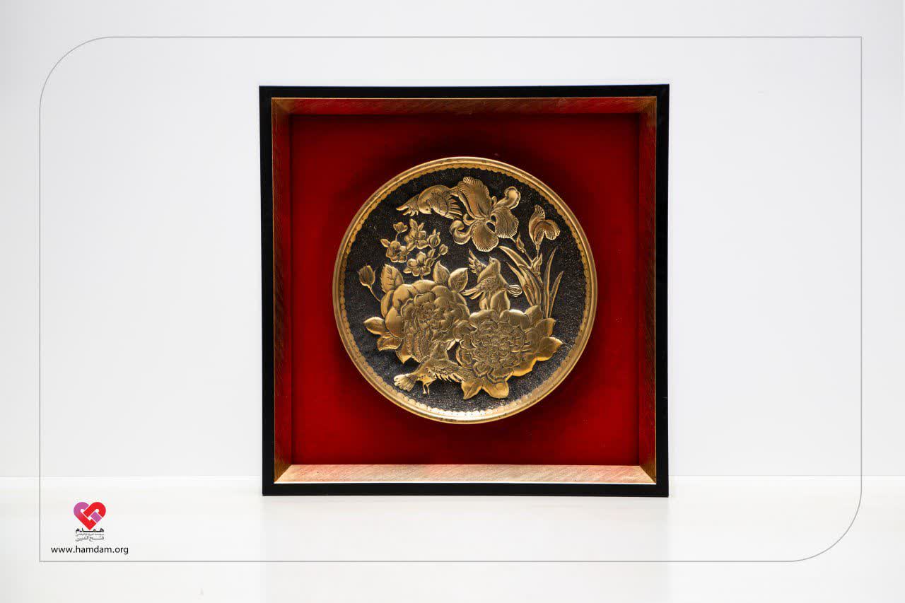 تابلو برنجی - طرح گل و مرغ2